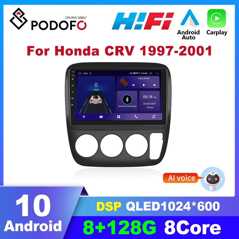 

Автомагнитола Podofo, 2 Din, Android, для Honda CRV CR-V 1997-2001, мультимедийный видеоплеер, Авторадио для Carplay, GPS-навигация, аудио