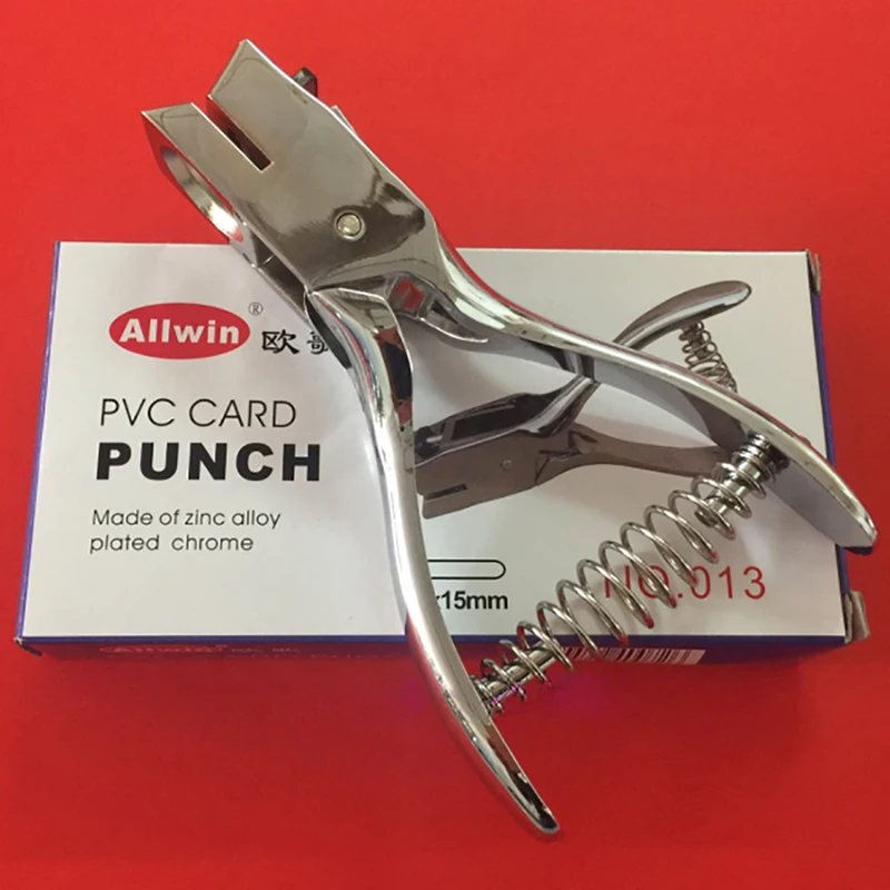 Single Hole Punch 3*15mm Oval Hole Hand-held Metal Puncher with Spring for Member ID Card Paper PVC School Office Supply