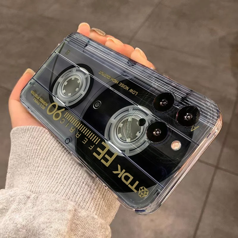 Retro Creative Audio Tape Pattern Clear Phone Case Cover