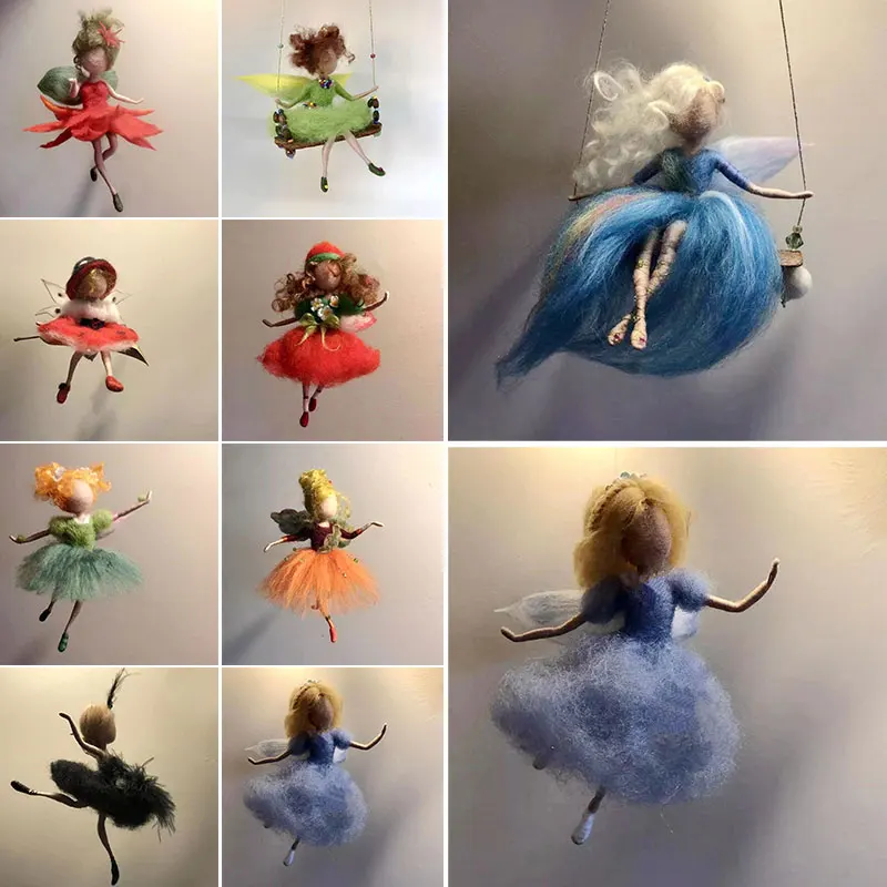 1Set Little Fairy DIY Wool Needle Felting Material Package Wool Felt Craft Poke Set Handcraft Kit For Needle Felting Kids Gift needle felting kit wool felting kit