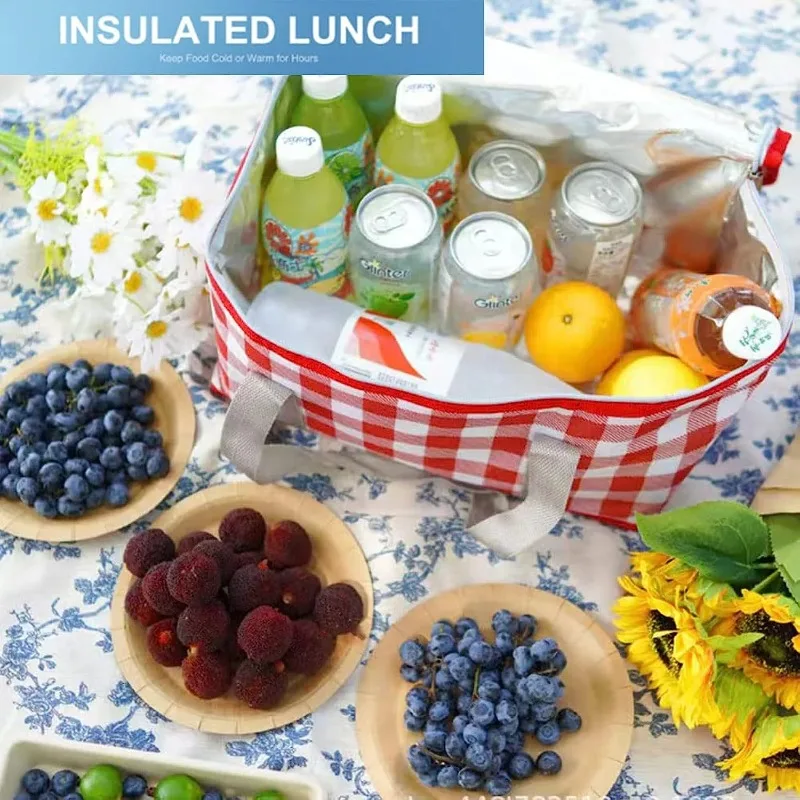 Outdoor Picnic Basket with Waterproof and Thermal Insulation Large Capacity Lunch Cooler Bag for Camping and Portable Storage