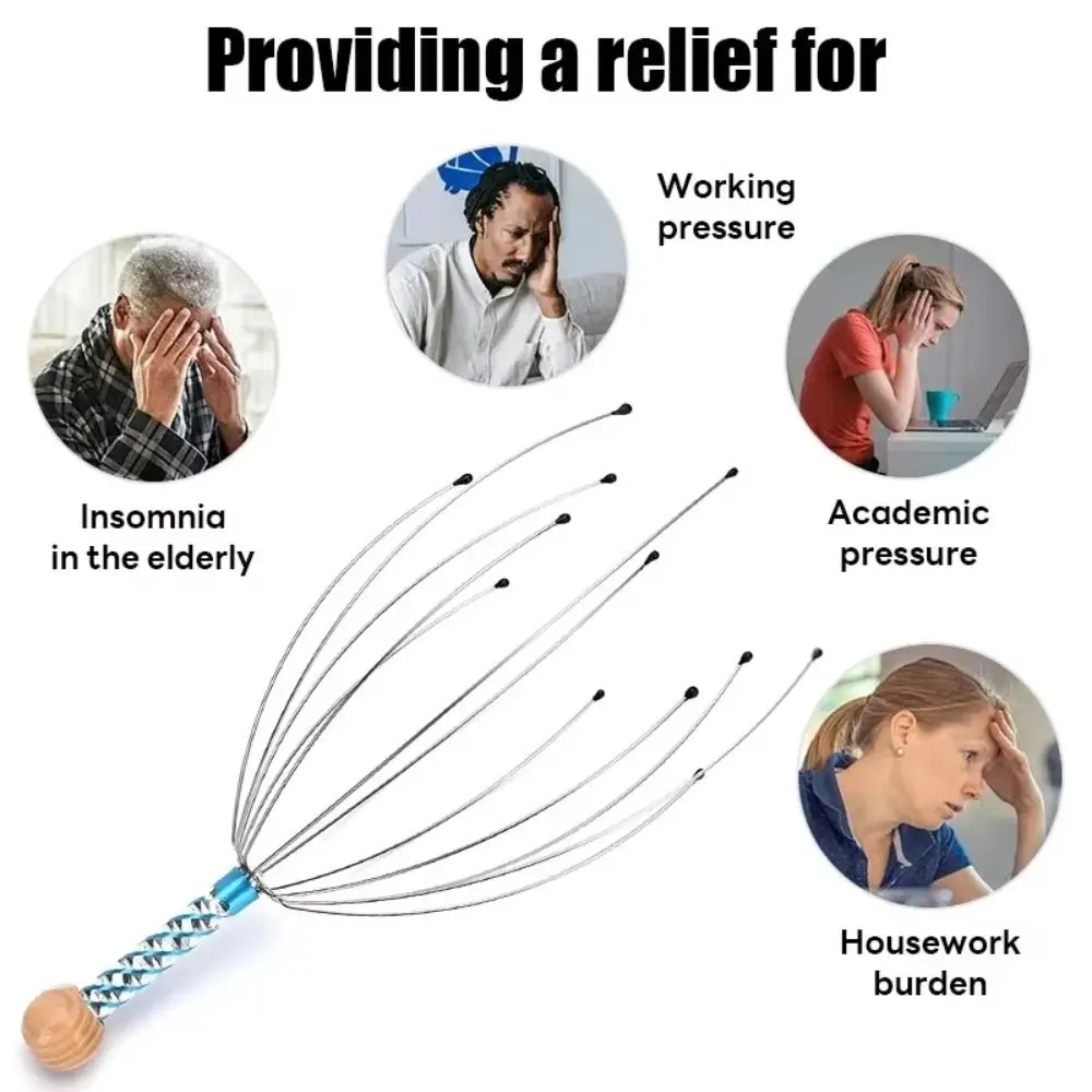 Stainless Steel Wire Head Massager Muscle Tension Relief Octopus Shaped Octopus Head Massager Scratch Tool Scalp Massager