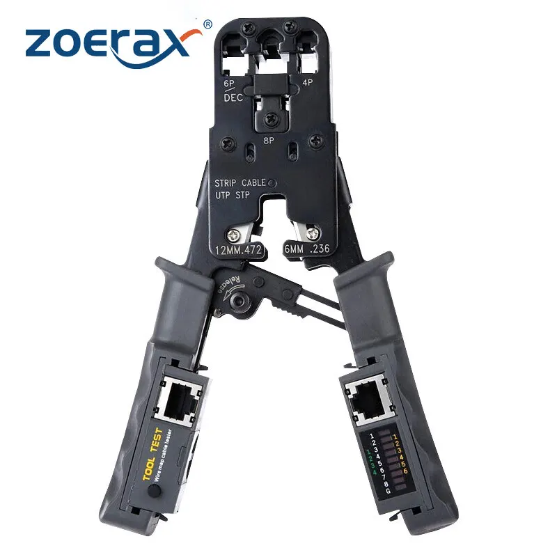 Zoerax Tudo em um Cabo Tester Crimper para Rj45 Rj12 Rj11 Modular Plugues Conectores de Rede Tira de Corte de Teste e Ferramenta de Crimpagem
