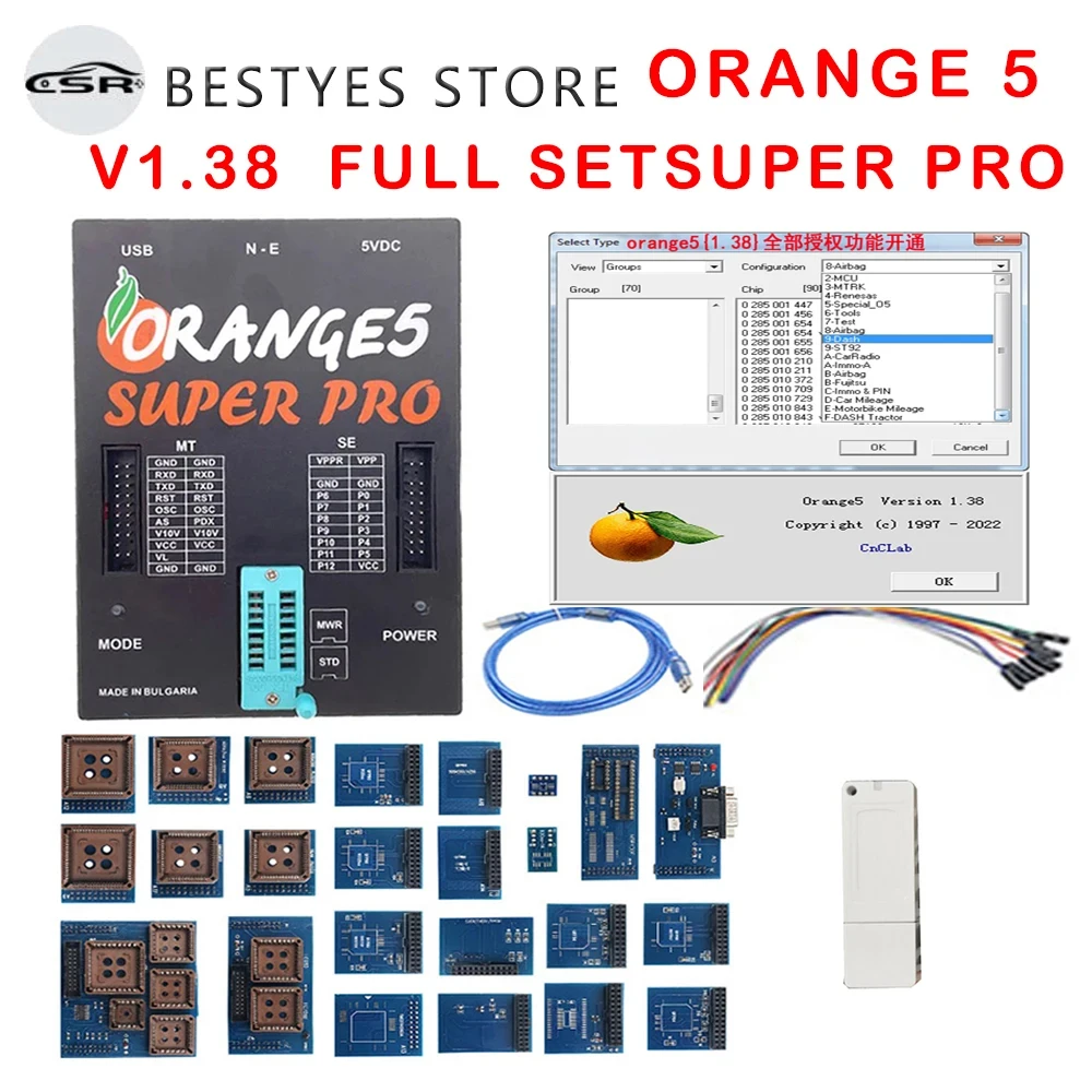 

V1.38 New Orange5 With Full Adapters ECU Programmer Tool Orange 5 V1.34 v1.35 v1.36 v1.37 v1.38