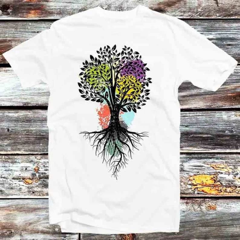 

Tree Nature Life Planet Green Earth Sun Moon T Shirt Vintage Retro Cool Gift Mens Womens Unisex Cartoon Anime Top Tee B918