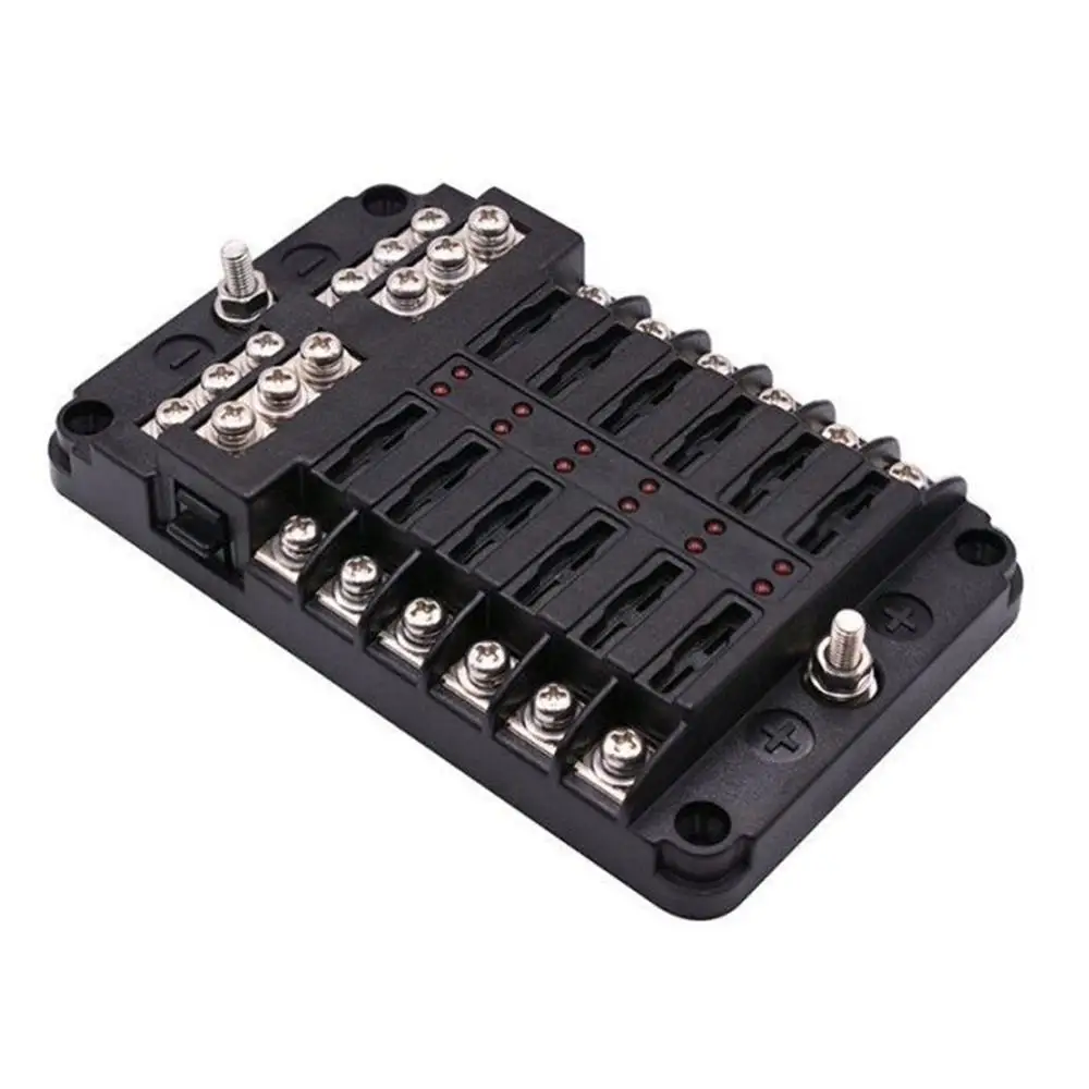 Plastic Cover 12 Ways Blade Fuse Block 12V 32V Fuse Box Holder LED Indicator Light Accessories For Auto Car Marine Truck