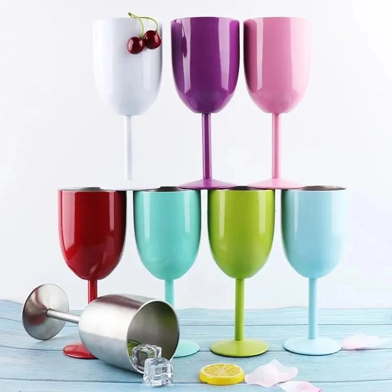 Tumbler Cup 10oz Goblet Wine Cup With Seal Lid Double Wall Stainless Steel Tumbler Champagne Layer Cocktail Mug For Christmas Party