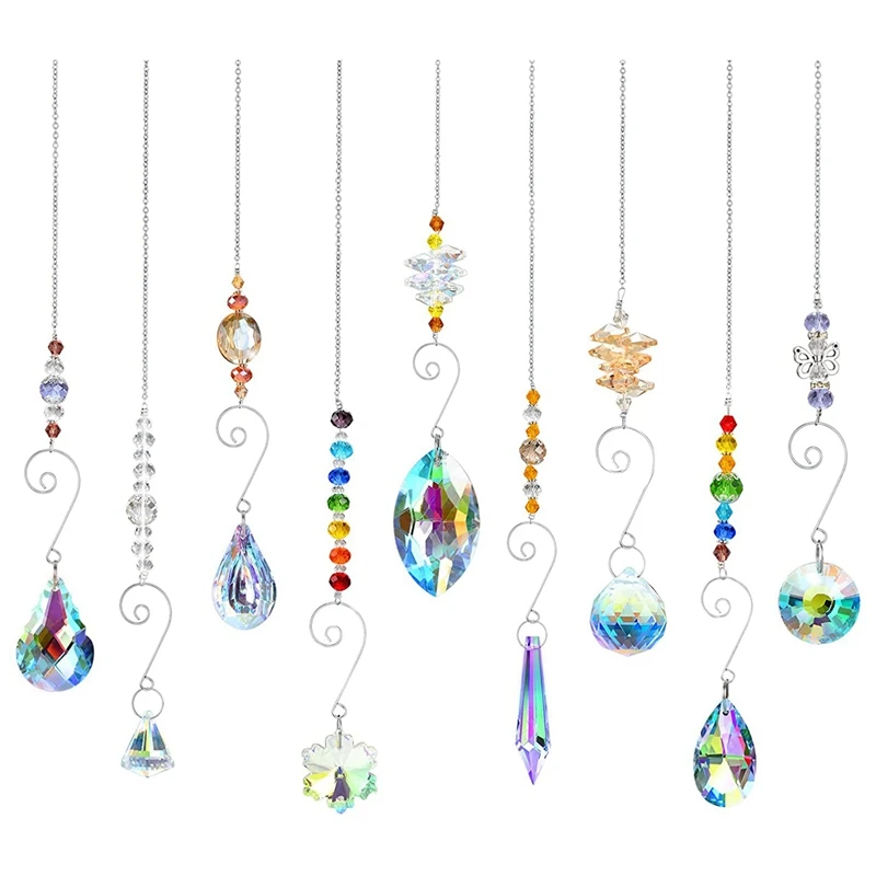 Crystal Suncatcher Rainbow Round Ball Beads Pendant Prisms Hanging Ornaments 