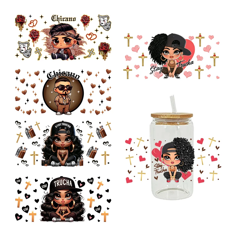 UV DTF Transfer Sticker Little Girl For The 16oz Libbey Glasses Wraps Bottles Cup Can DIY Waterproof Decals D15382
