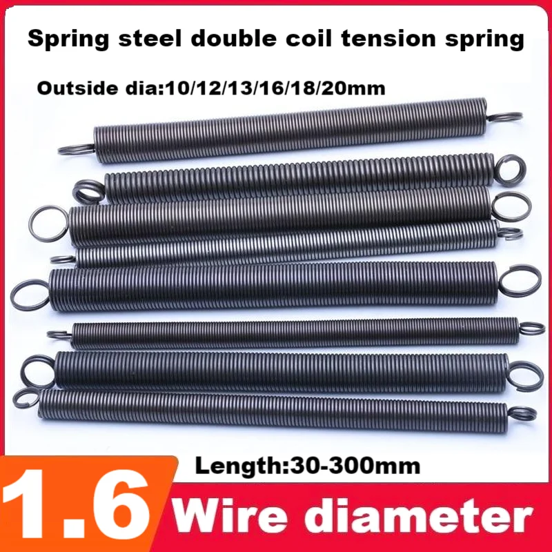Spring steel Tension spring Closed loop Double loop1.6mmWire Dia,Outer ...