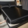 UPzo 100%Polyester 1pcs satin surface Bedding Fitted Sheet（No pillowcase）Elastic Band Around Mattress Cover King Bed Cover Sheet 4