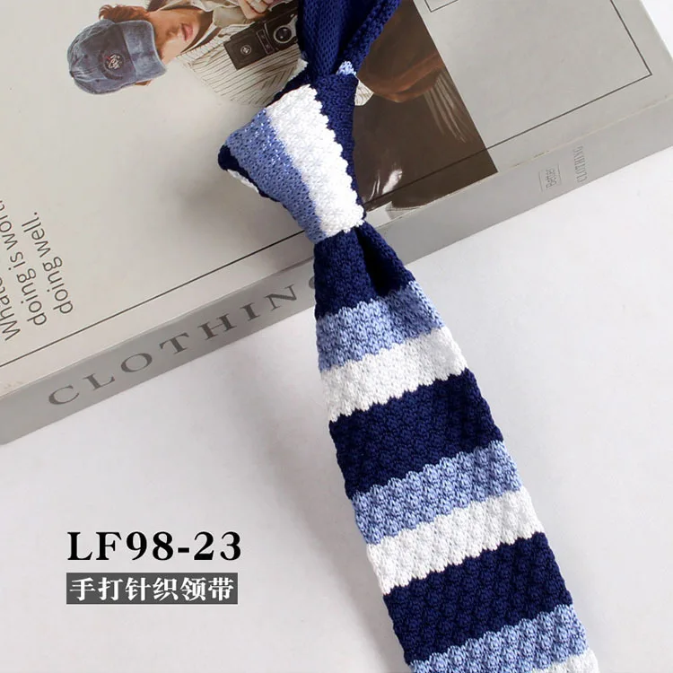 Narrow Striped Knitted Necktie for Men - Retro Korean Style Casual Cravat Accessory
