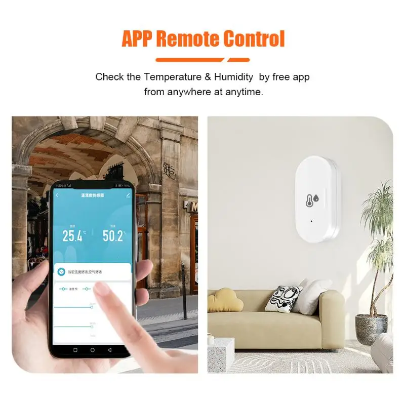 Temperature Humidity Sensor Temperature Humidity Meter 1Pcs Tuya ZigBee 3.0 Temperature Sensor Real-time Humidity Detector Portable Battery Powered Smart Home Alexa Google Home