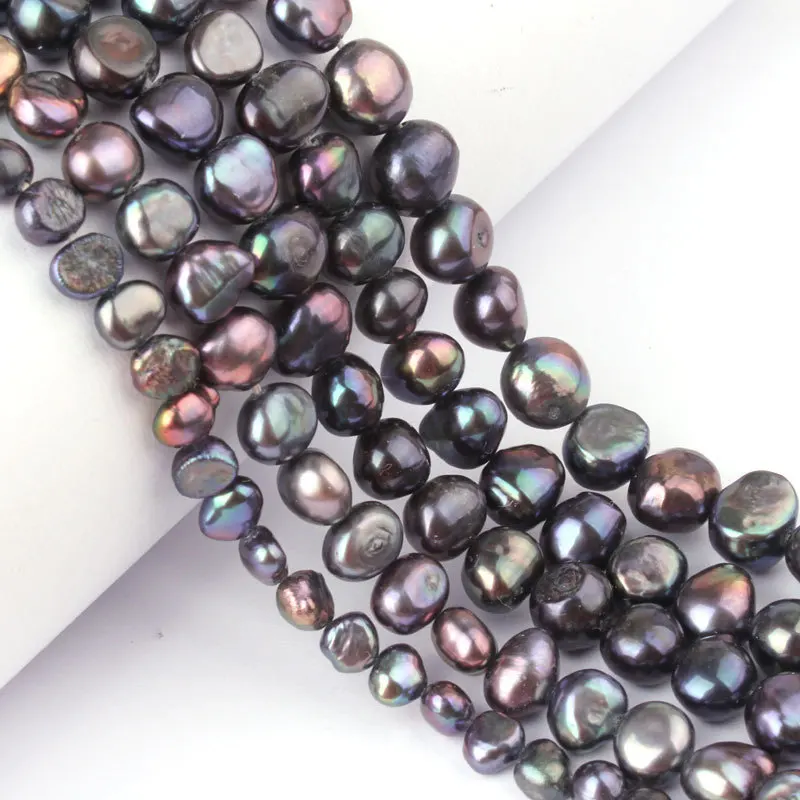 

Natural Freefrom Potato Black Freshwater Cultured Pearl Beads 15 inches for DIY Necklace Bracelet Jewelry Making 5-7/7-8/8-9mm