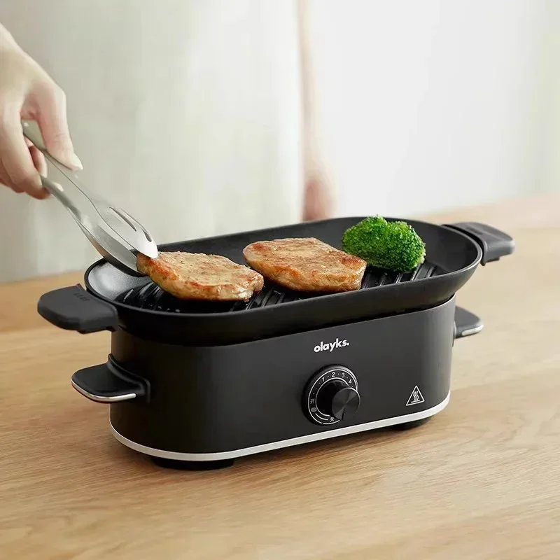 OLAYKS Electric Skillet 220V Mini Electric Frying Pan Home Low Oil Fume Barbecue Multifunctional Barbecue Pan Steak