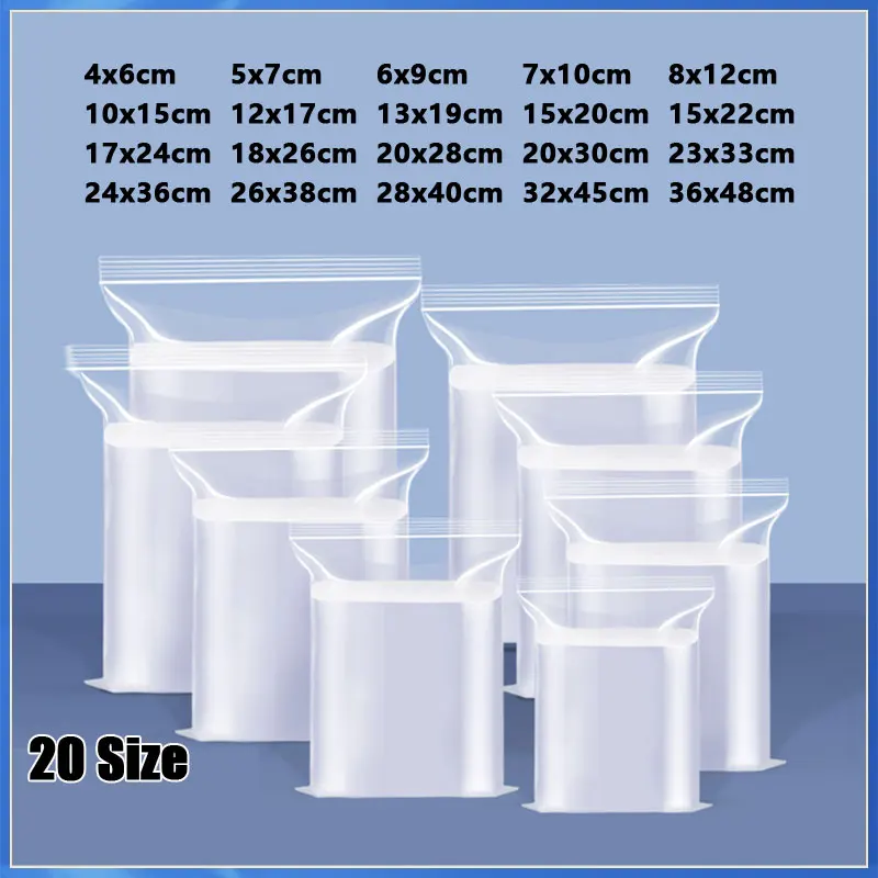 Bolsa Transparente De Plástico Resellable, Bolsa Con Cremallera Reutilizable, Resistente, Gruesa