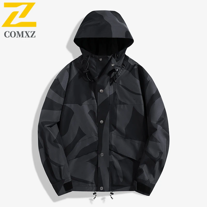 Men's Autumn Hooded Windbreaker Waterproof Hiking Jacket Outdoor Sports Coat Lightweight Trekking  Windproof Mountaineering Wear