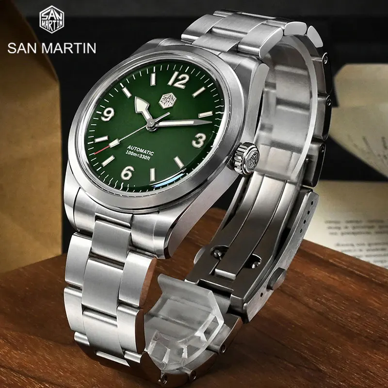 

San Martin Business Men Sports Watch NH35 Mechanical Automatic Wristwatch Diving 10Bar Luxury Sapphire BGW-9 Luminous Male Clock