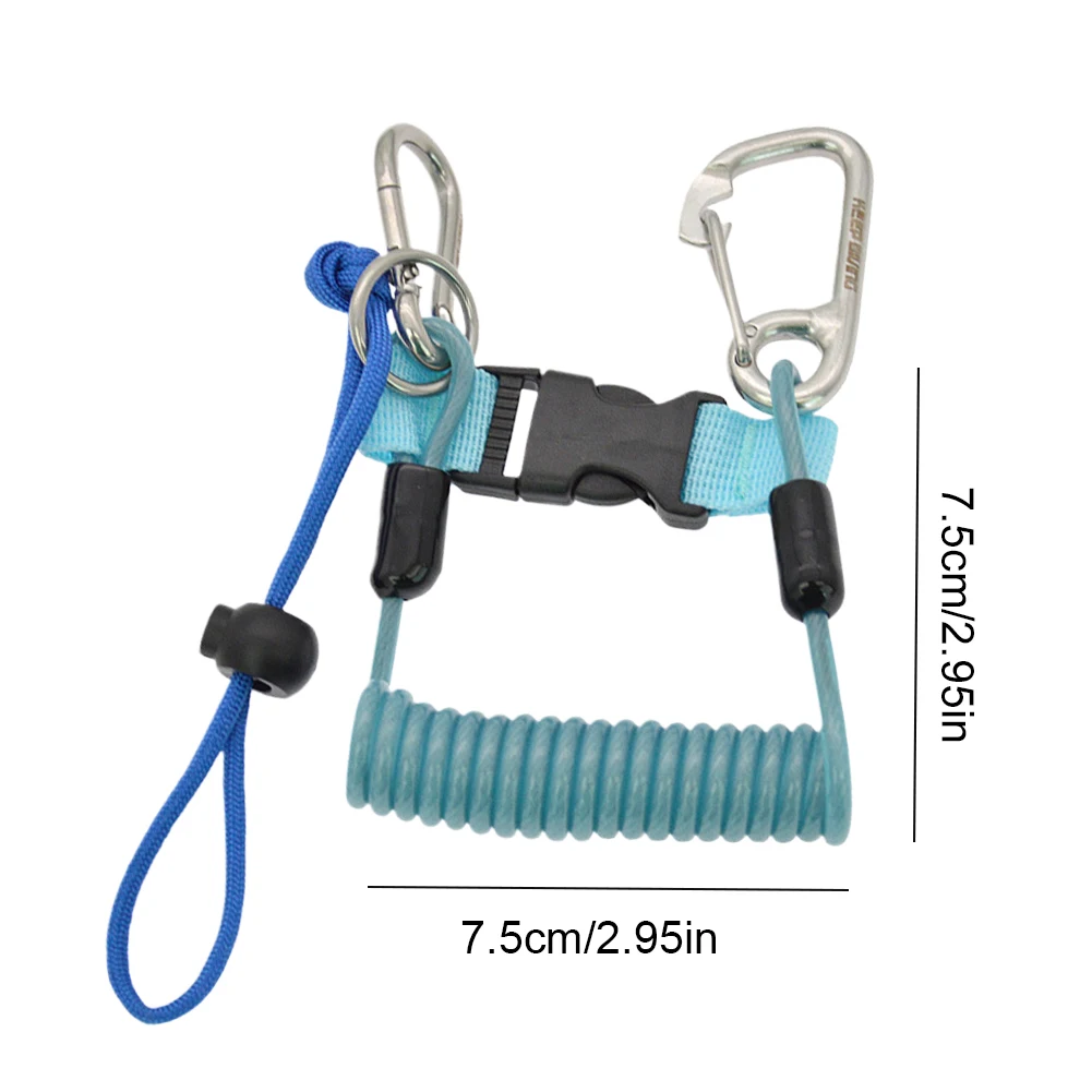Swimming Diving Lanyard with Quick Release Buckle Scuba Diving Coil Landyard Stainless Steel for Underwater Camera Flashlight
