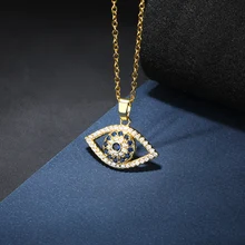 

Simple Evil Eye Necklace Thin Pendant Women Jewelry Turkish Lucky Fashion Gold Color Choker Chain Round Heart Female Friend Gift