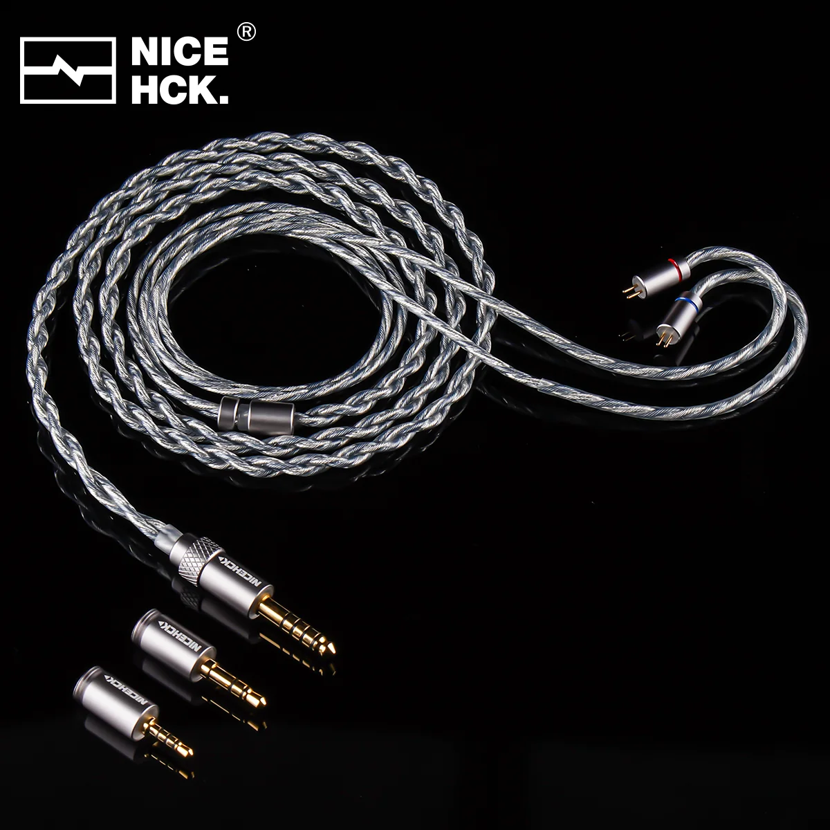 Nicehck blueluna stříbro pokovené OFC plochý 2póly hifi sluchátko aktualizovat IEM kabel s 3-in-1 odnímatelné woblery pro HIMALAYA  F1 pro