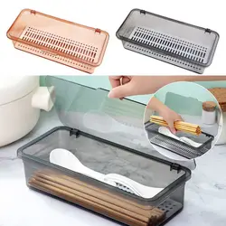 Enhanced Cutlery and Utensil Storage Organizer with Cover - Brown