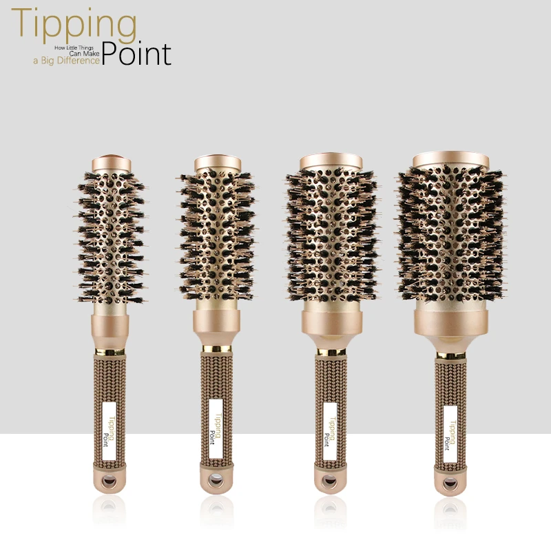 Round Hair Comb Hairdressing Curling Hair Brushes Comb Ceramic Iron Barrel Thermal Aluminum Tube