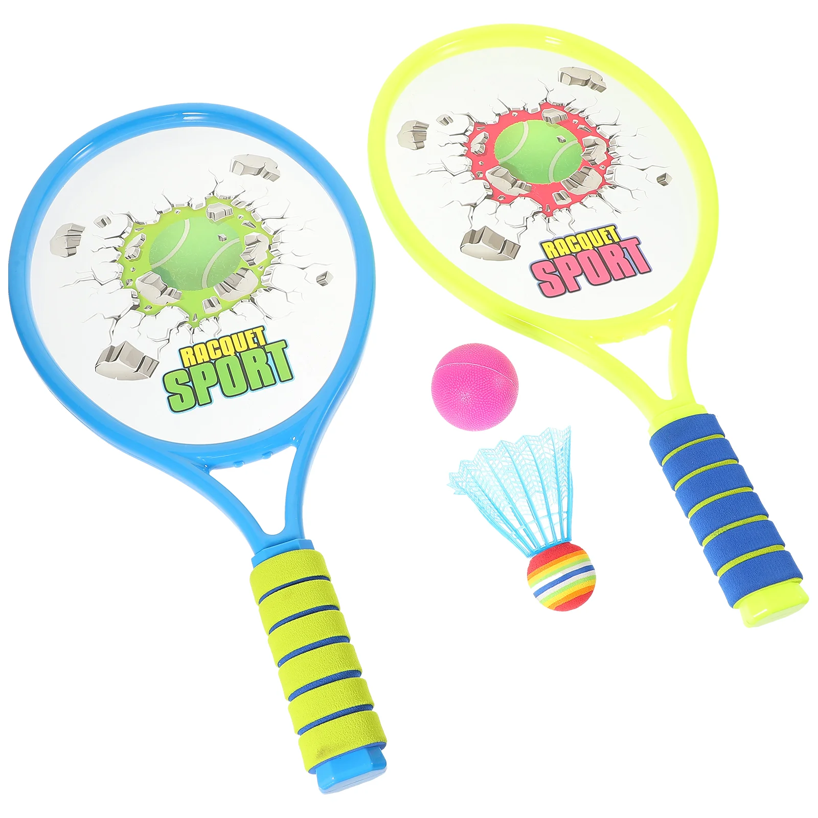 

Детские теннисные ракетки, набор ракеток для бадминтона с 2 теннисными мячиками, тренировочные ракетки для детей в помещении