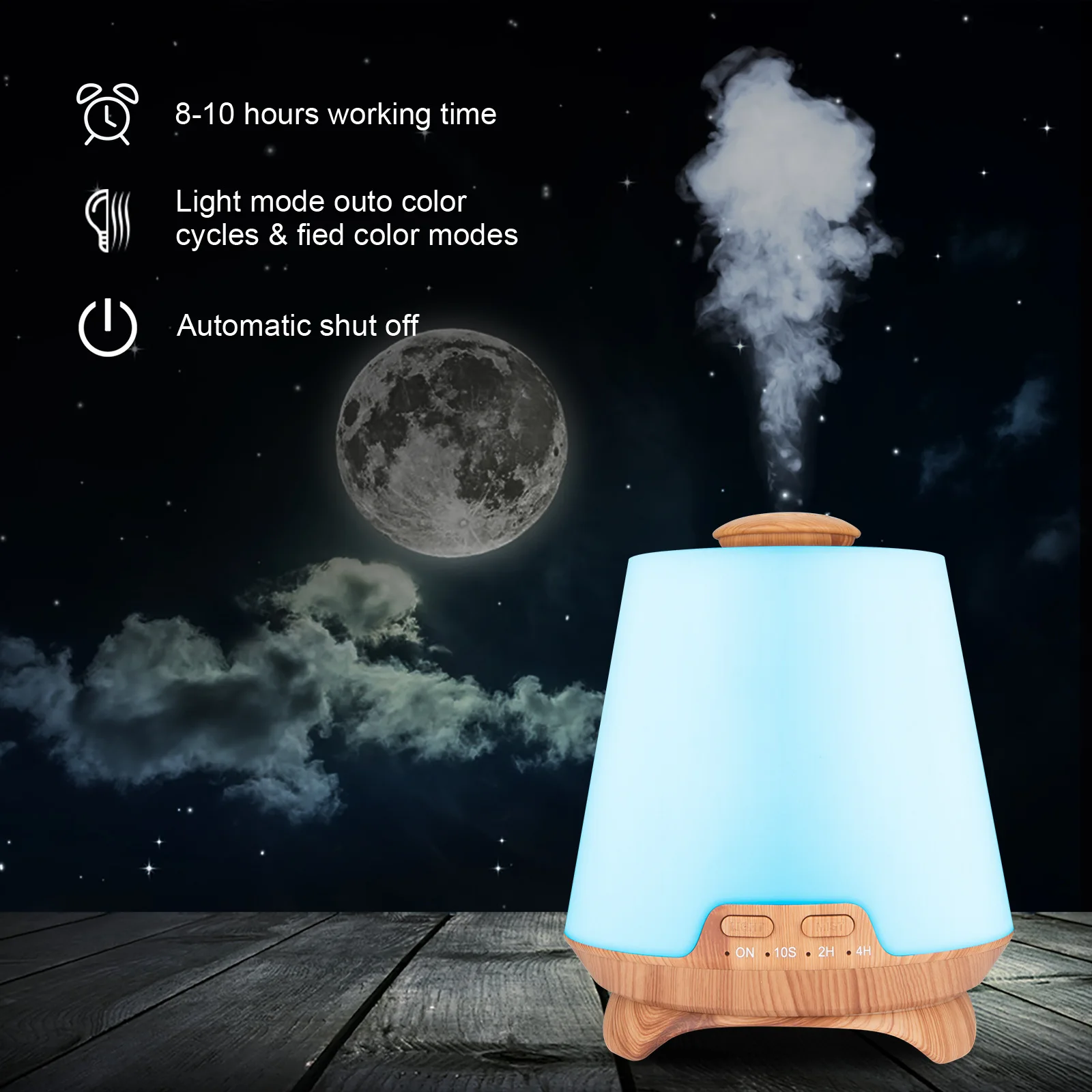 Wood Grain Aromatherapy Machine Humidifier Household Colorful Night Lamp Ultrasonic Aerosol Dispenser Essential Oil Diffuser