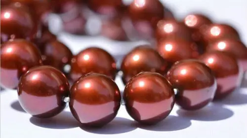 

stunning 8-9mm perfect round wine red pearl necklace 18inch 14KGP clasp