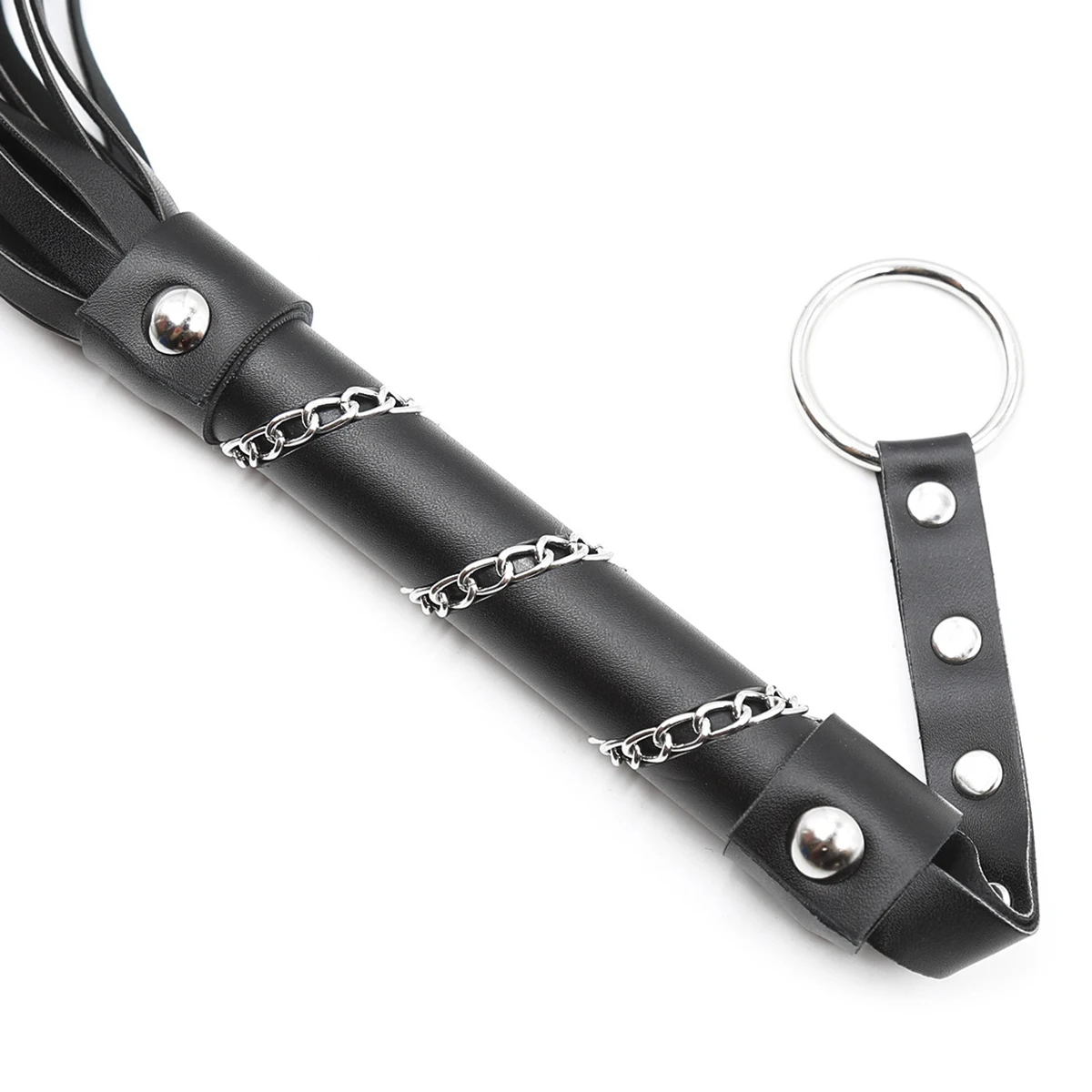 64CM Premium PU Leather Horse Whip Horse Riding Equestrian Horse Crop with Chain Handle Wrist Strap