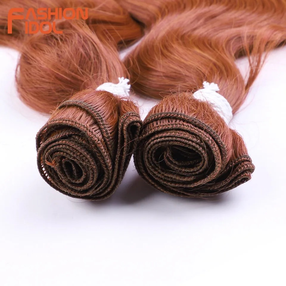 Body Wave Synthetic Hair Extensions Ombre Blonde Orange 30 Inches 2pcs 200g Super Long Weave FASHION IDOL
