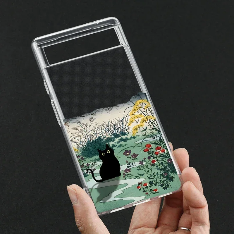 Van Gogh Black Cat Art Phone Case - Soft TPU Transparent Cover