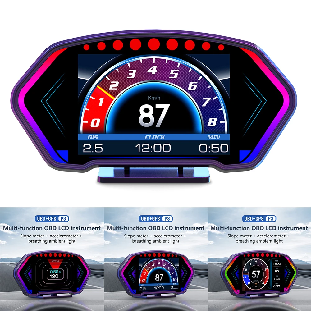

1pcs Hot Sale 3.5inch Head Up Display Auto GPS Speedometer Slope Meter