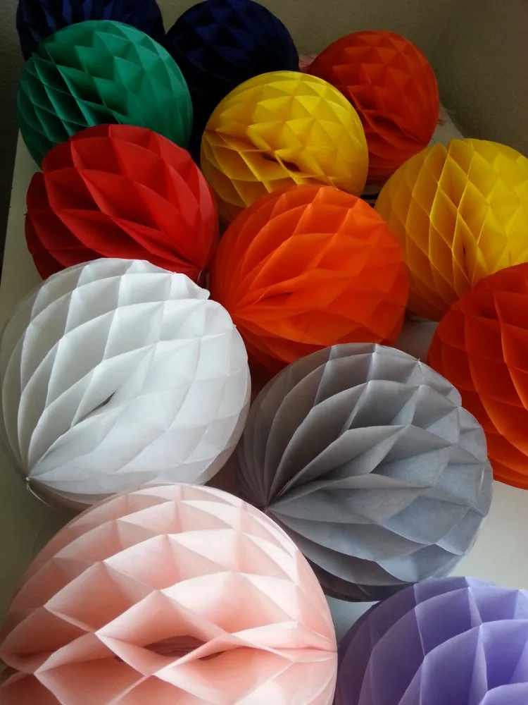 

Free Shipping 50pcs 12"(30cm) Colorful Tissue Paper Honeycomb Balls,Decorative Wedding Christmas Party Hanging Flower Cheap
