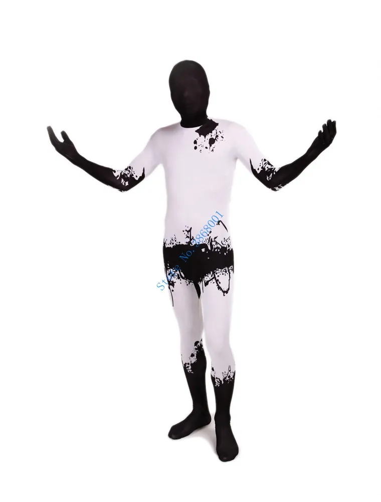 

Black&white color Halloween cosplay Catsuit Costume Lycar spandex full Body Zentai suit stage costumes club party jumpsuit