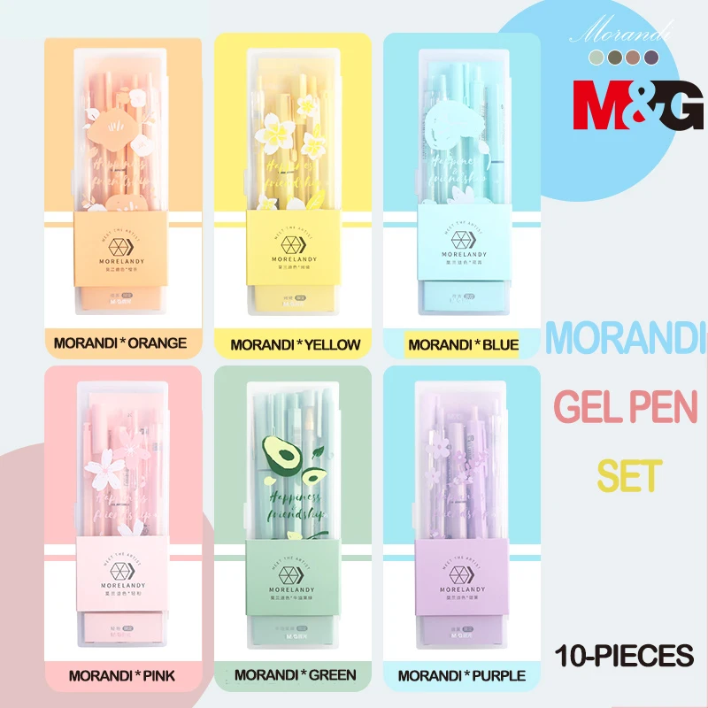 M&G Morandi Pink/Blue/Green/Yellow 0.5mm Gel Pens Set Multi Color Gel Ink Pens with Refills Stationery Gift Office School vans vans x haribo old school v checkerboard yellow multi vn0a3d29bk21