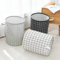 Ins Nordic Bathroom Dirty Laundry Basket Folding Laundry Clothes Hamper Bag Home Storage Bag Organizers Cotton Laundry Baskets 3