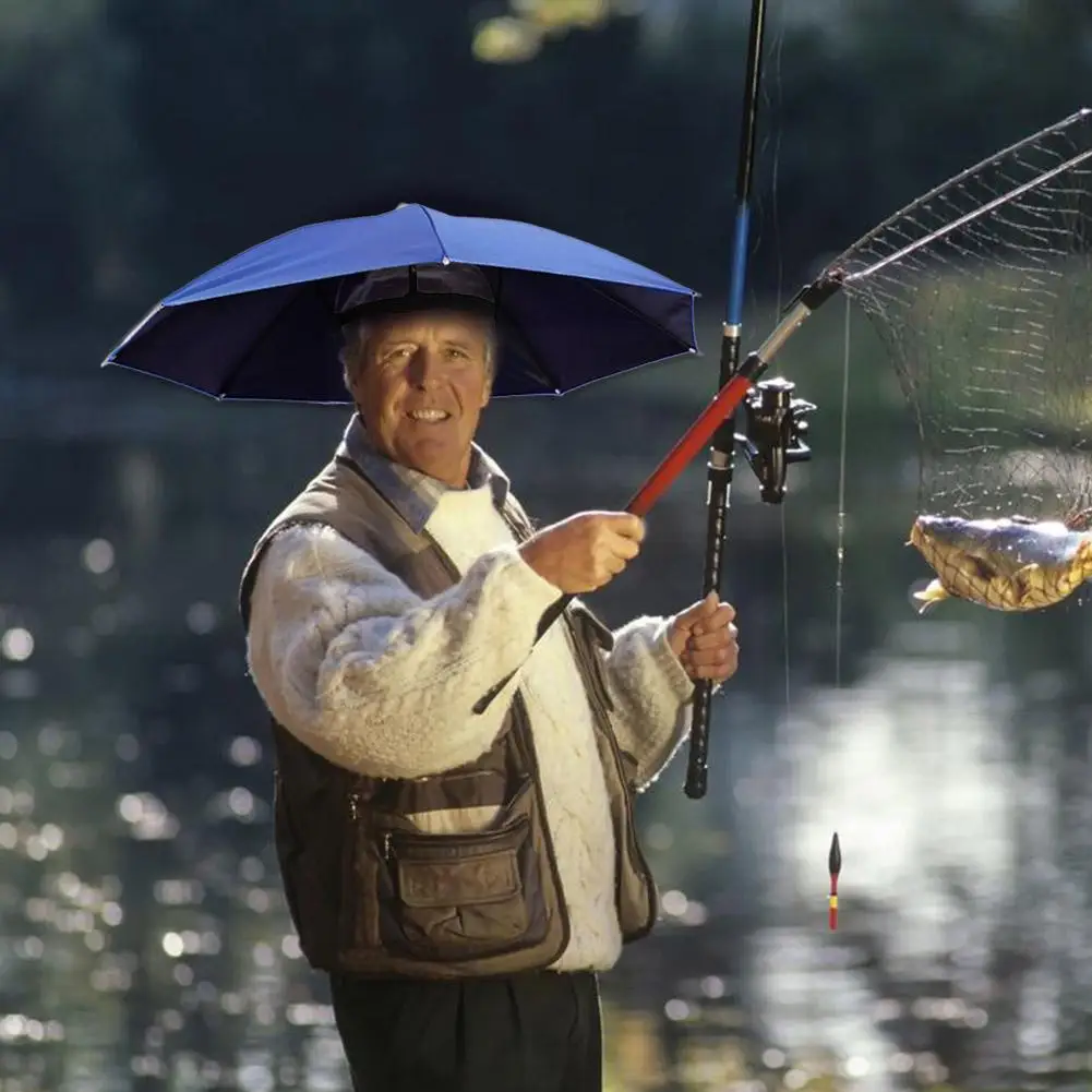 Chapéu do guarda-chuva portátil, protetor solar, impermeável, pesca, headwear universal, sol, acampamento, praia, dobrável, ao ar livre, U6O1