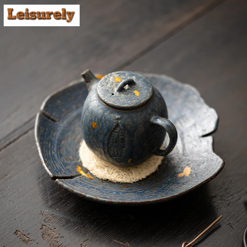 160ml Retro Bronze Galze Teapot Japanese Old Rock Clay Pot Vintage Tea Brewing Kettle with Infuser Chinese Tea for Tea Ornaments