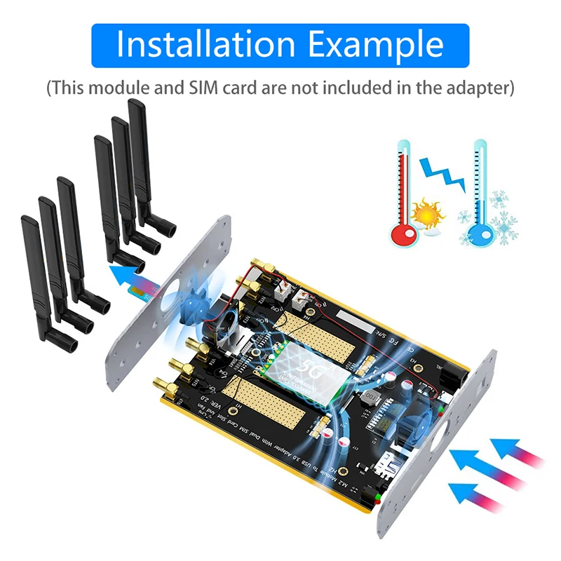 Ngff-b Key M.2 para Usb 3.0 Adaptador Riser Cartão sem Fio Dual Cooler Fan Slot para Cartão Sim Duplo para Sim Micro Sim Nano Sim 4g Módulo 5g - Imagem 6