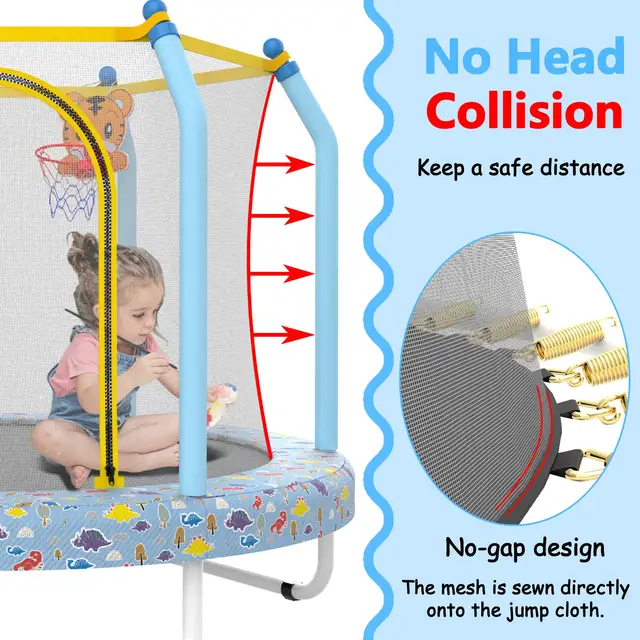 Trampoline for Toddlers Indoor Outdoor with Basketball Hoop Total Protection Safety Approved