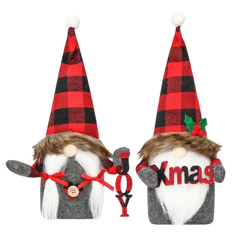 

Christmas Gnome Doll Red Black Plaid Faceless Dwarf Doll Cute Gnome Decor For Winter Party Sofa Kids Room Decoration Xmas