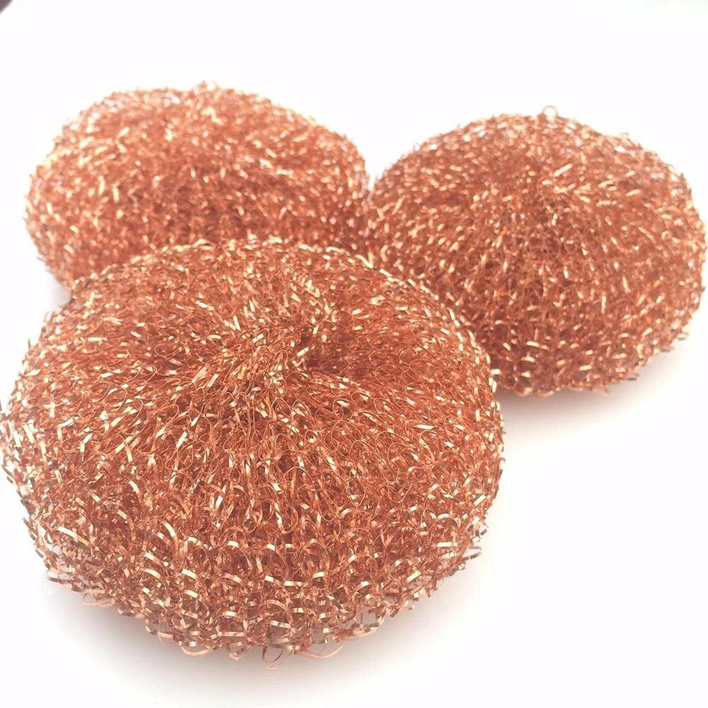 

3x Copper Coated Scourer Heavy Duty Kitchen Pots Pans Scrubber Cleaning Fast Cleaning Utensil Spiral Scourers Cleaner For Pan