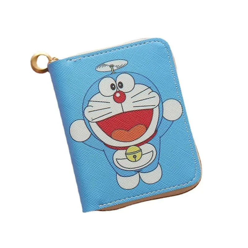 Hot Sale Doraemon Short Pouch Anime Printe Cute Wallet Cartoon Card Holder Mini Zipper Coin Purse Kawaii Purses Keychains Case 5