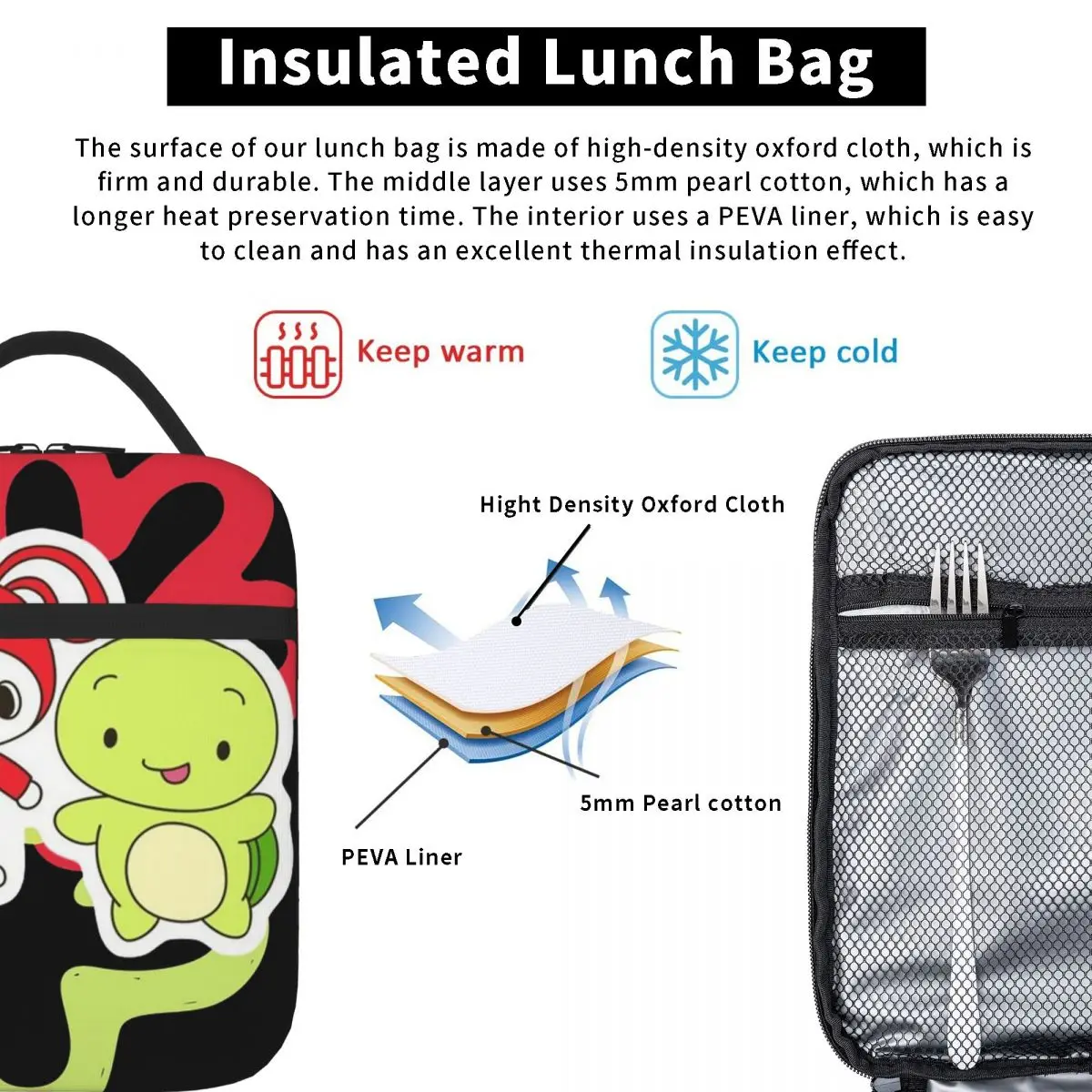 Jj Mikey Maizen Lunch Bags Insulated Lunch Tote Waterproof Thermal Bag Leakproof Picnic Bags for Woman Work Kids School