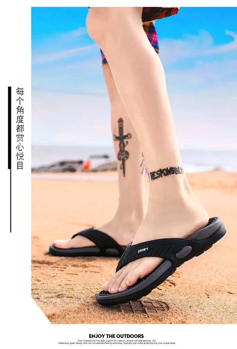 Massage-Flip-Flops für Herren, Sommer, atmungsaktive Strandschuhe, Sandalen, luxuriöse Flip-Flops, atmungsaktiv, Übergröße, Herren-Hausschuhe, Größe 46 – Detail 16