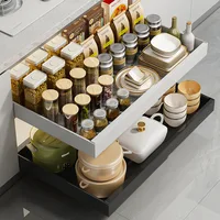 Spice Box Storage Rack Scalable Pull-out Kitchen Storage Rack Multi-Functional Retractable Drawer Basket Cabinets Organizer 1