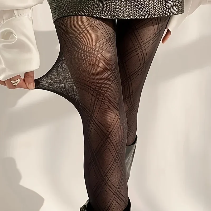 Fashion Semi Sheer Tights Hot Thin Stretch Fit Slimming Sexy Pantyhose Classic Diamond Pattern Women's Stockings Hosiery