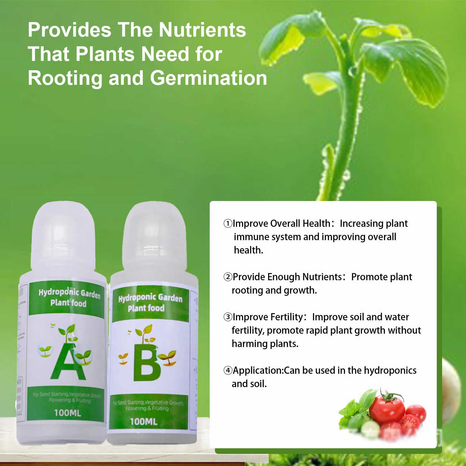 Soiless Hydroponic Nutrient Solution Planter Nutrient Granule Fertilizer AB Water-soluble for Flowers Vegetable Grass